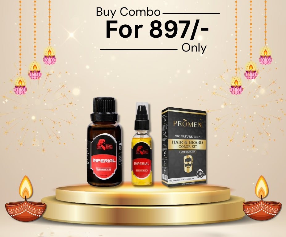 Hair & Beard Color Kit + Beard Serum + Beard Growth Oil 50ml Combo Set
