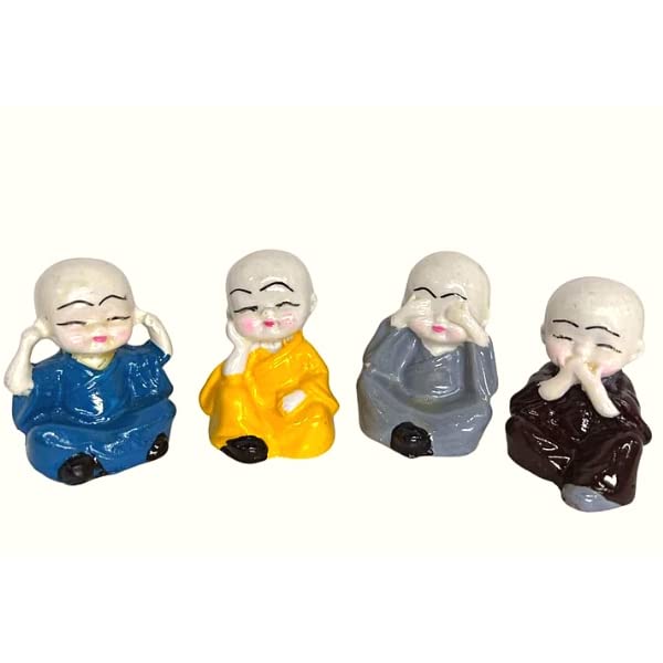 CRAFTARENA Resin Buddha Little Baby Monk Statues-Set of 4