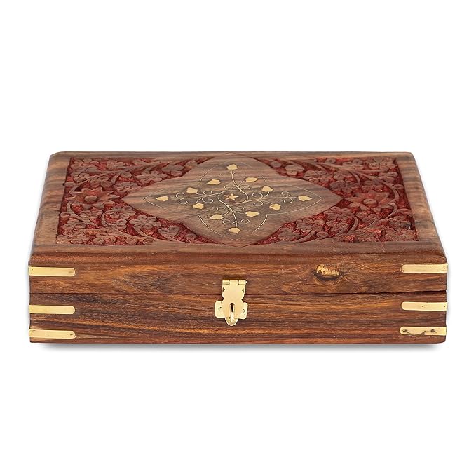CRAFTARENA Multipurpose Handcrafted Sheesham Wooden Jewellery/Vanity Box
