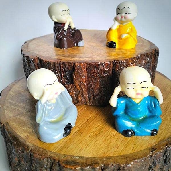 CRAFTARENA Resin Buddha Little Baby Monk Statues-Set of 4