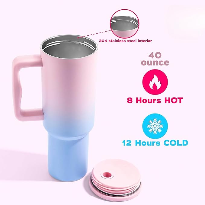 CRAFTARENA 1200ML/40oz Stainless Steel Tumbler with Lid & Straw