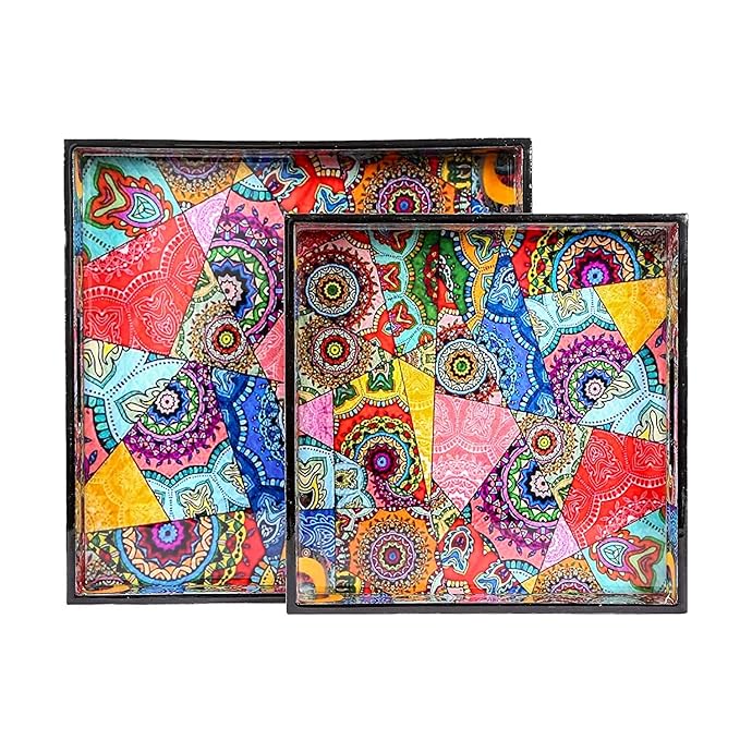 CRAFTARENA Multicolored Trays Set of 2