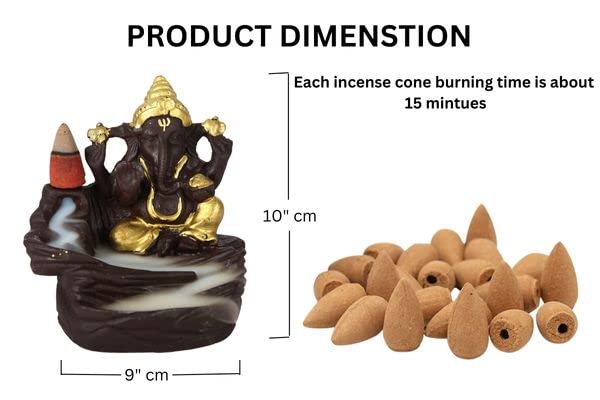 CRAFTARENA Lord Bal Ganesha Cone Incense (Golden)