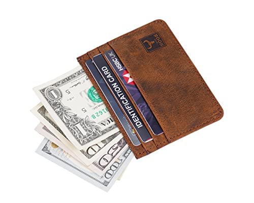 Wild Hook Men & Women Premium Leather Slim Minimalist Wallet