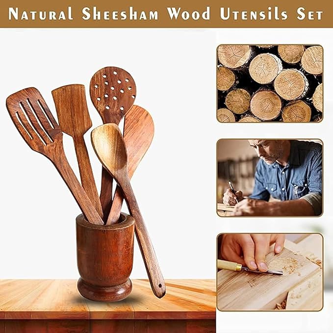 CRAFTARENA Wooden Spoon Set of 5