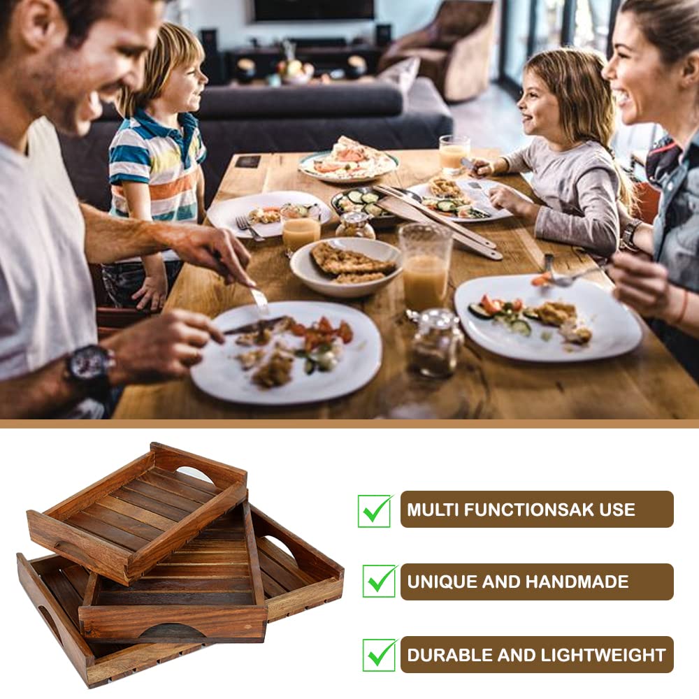 CRAFTARENA Wooden Serving Trays Set of 3