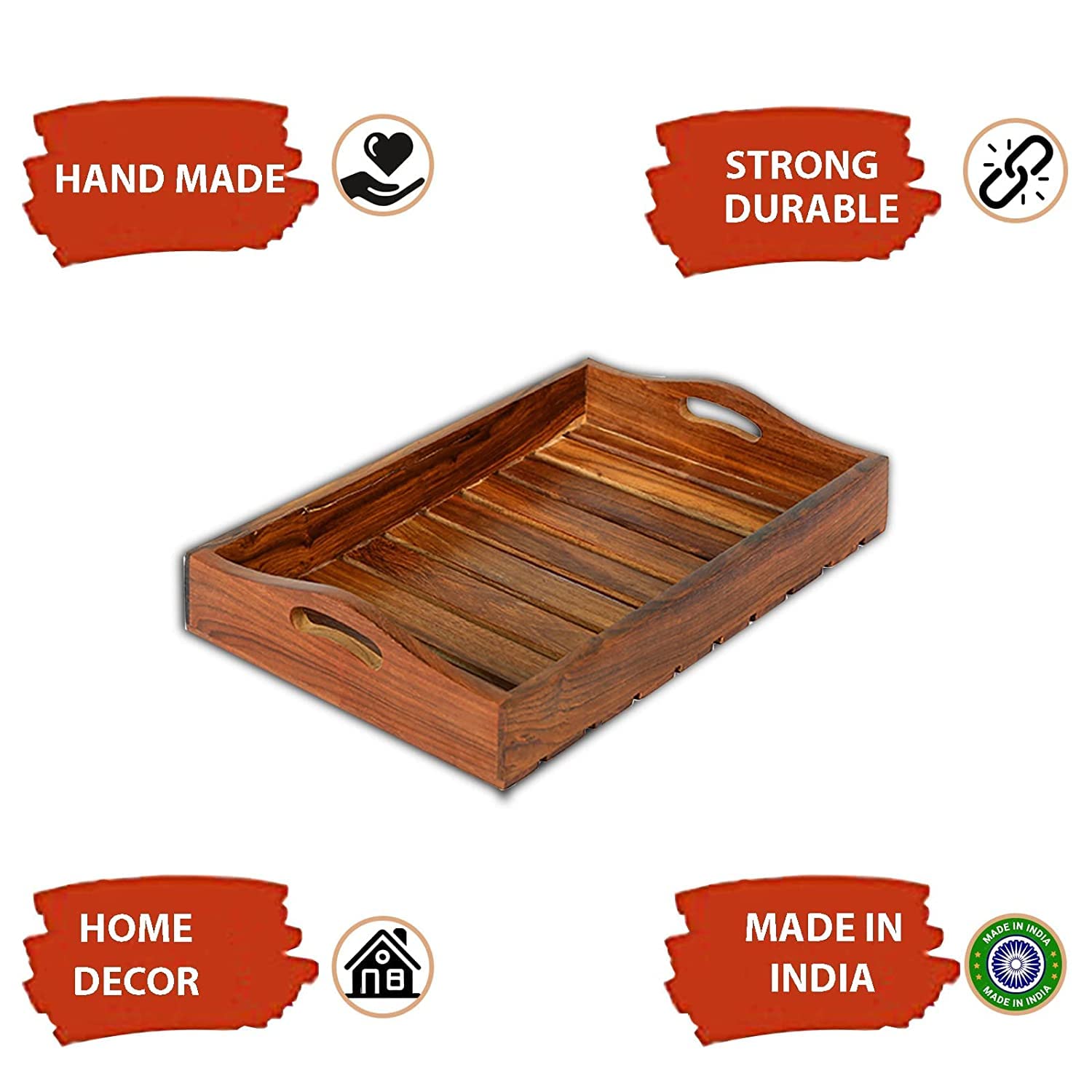 CRAFTARENA Handmade Wooden Multipurpose Serving Tray