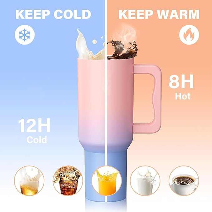 CRAFTARENA 1200ML/40oz Stainless Steel Tumbler with Lid & Straw