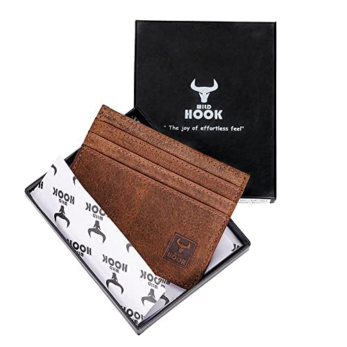 Wild Hook Men & Women Premium Leather Slim Minimalist Wallet