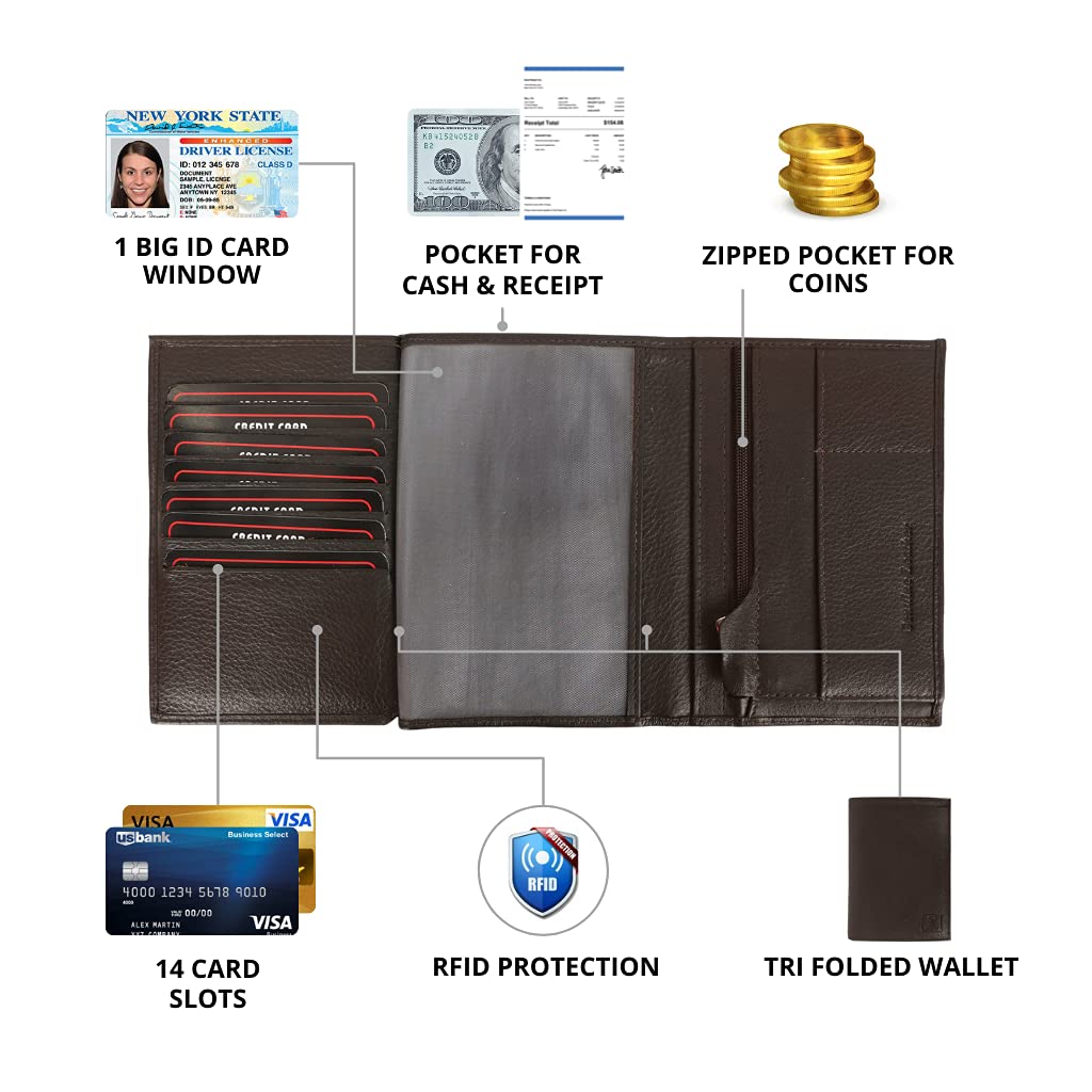 Wild Hook Tri-fold Wallet Black Brown | Slim Leather Wallet