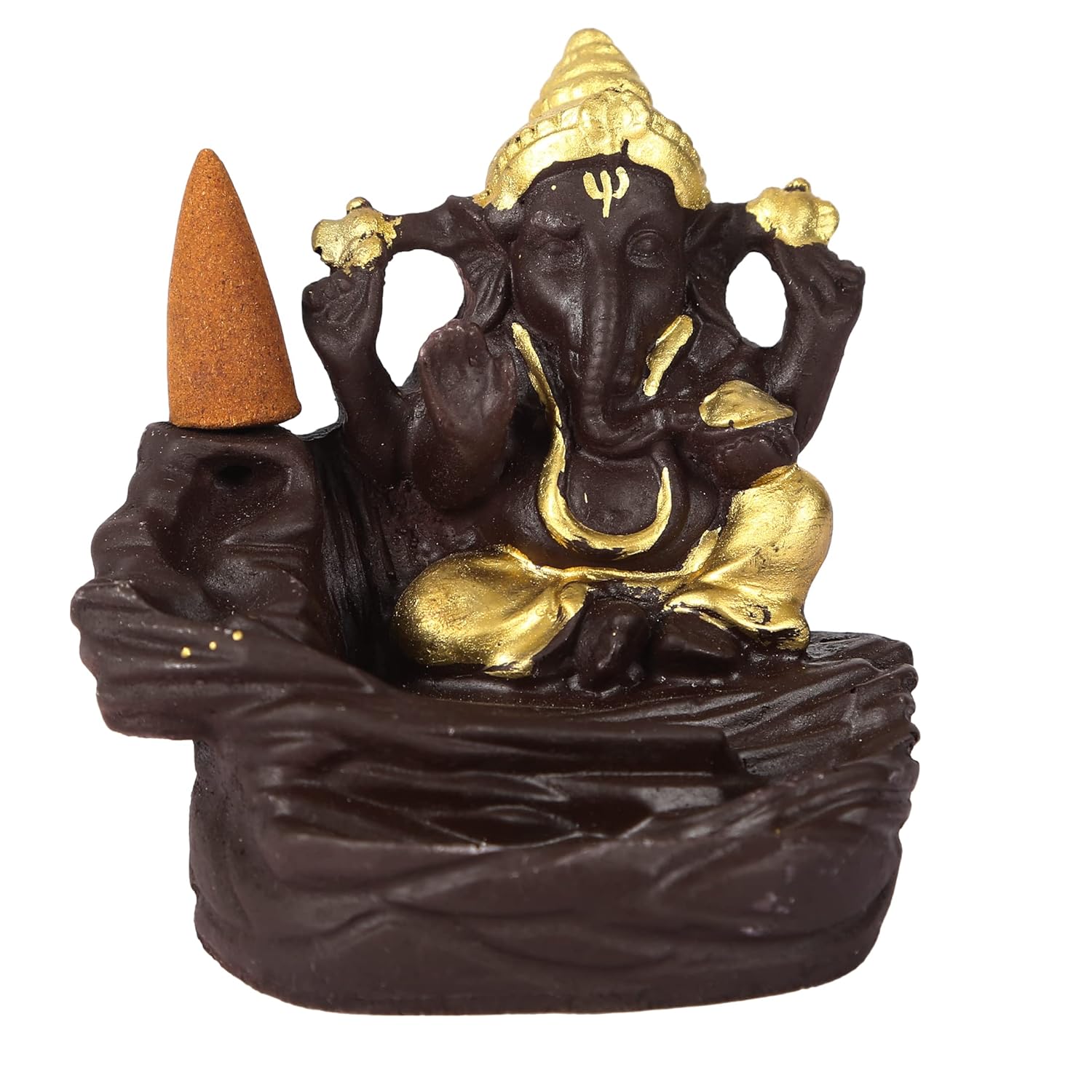 CRAFTARENA Lord Bal Ganesha Cone Incense (Golden)