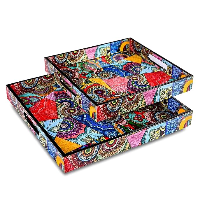 CRAFTARENA Multicolored Trays Set of 2