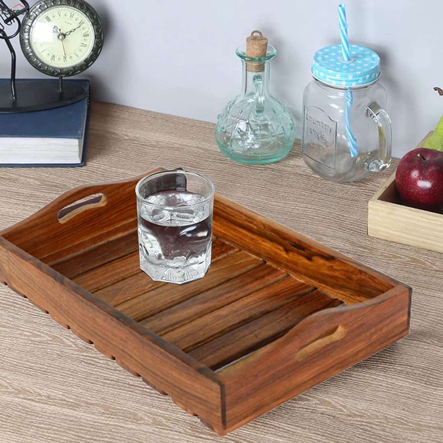 CRAFTARENA Handmade Wooden Multipurpose Serving Tray