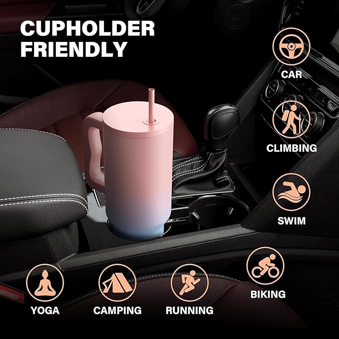 CRAFTARENA 1200ML/40oz Stainless Steel Tumbler with Lid & Straw