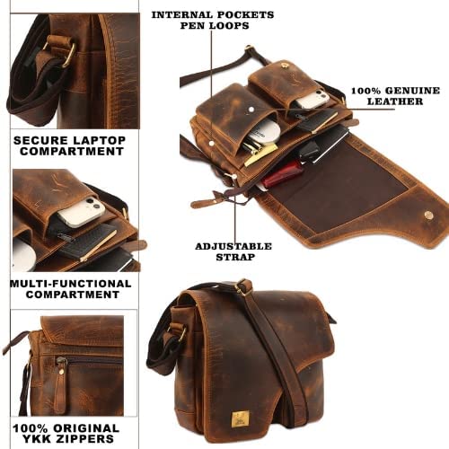 WILD HOOK Genuine Leather Messenger Bag