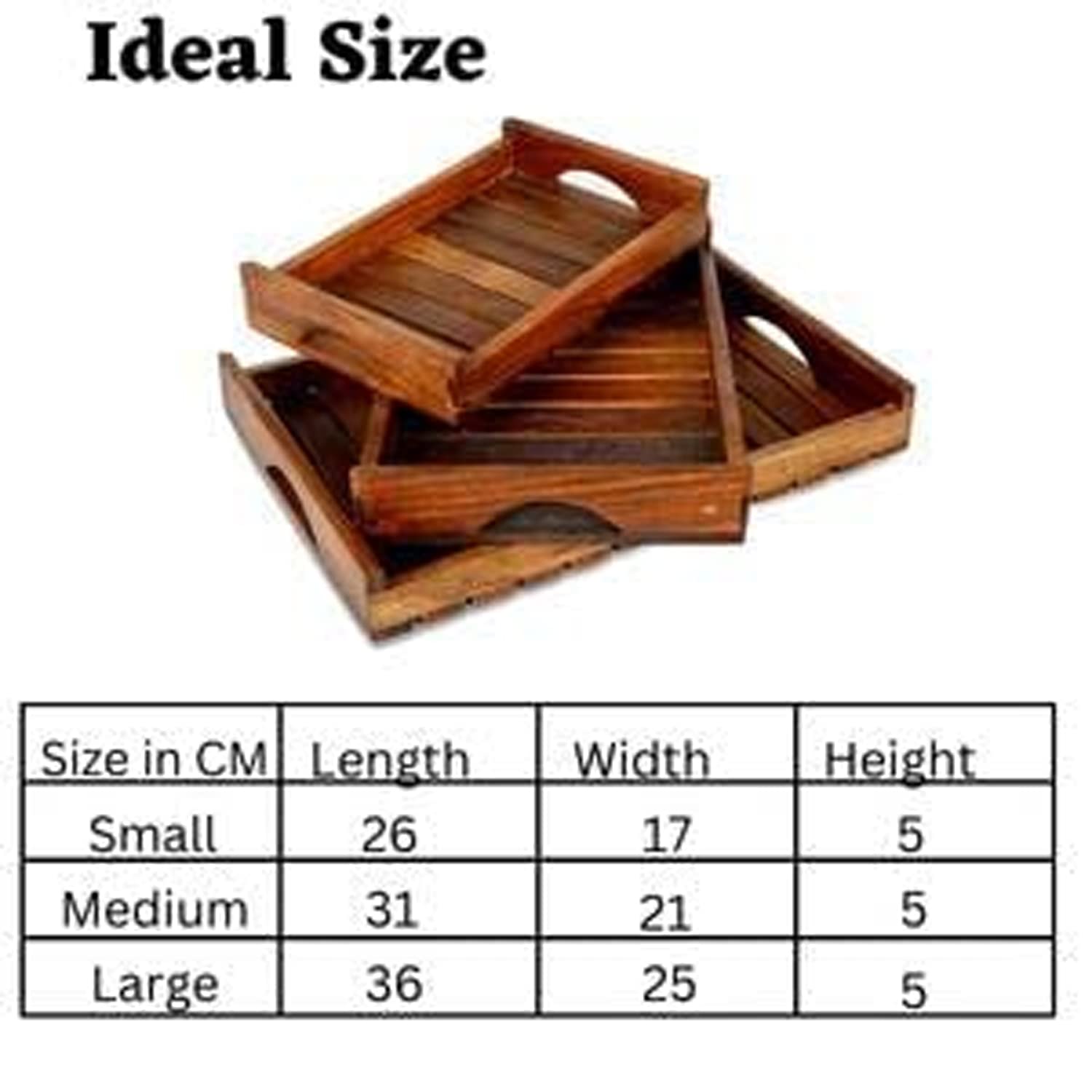 CRAFTARENA Wooden Serving Trays Set of 3