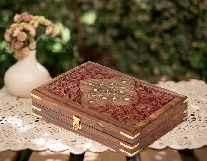 CRAFTARENA Multipurpose Handcrafted Sheesham Wooden Jewellery/Vanity Box