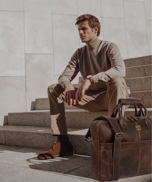 WILD HOOK Full Grain Leather Briefcases for Men