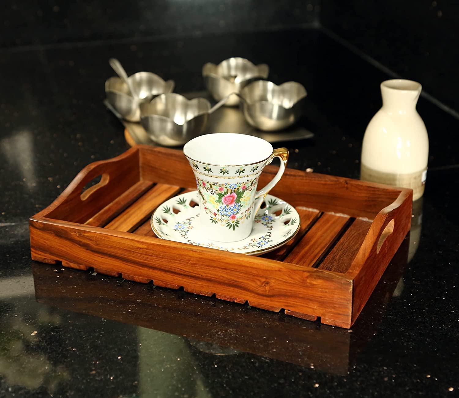 CRAFTARENA Handmade Wooden Multipurpose Serving Tray