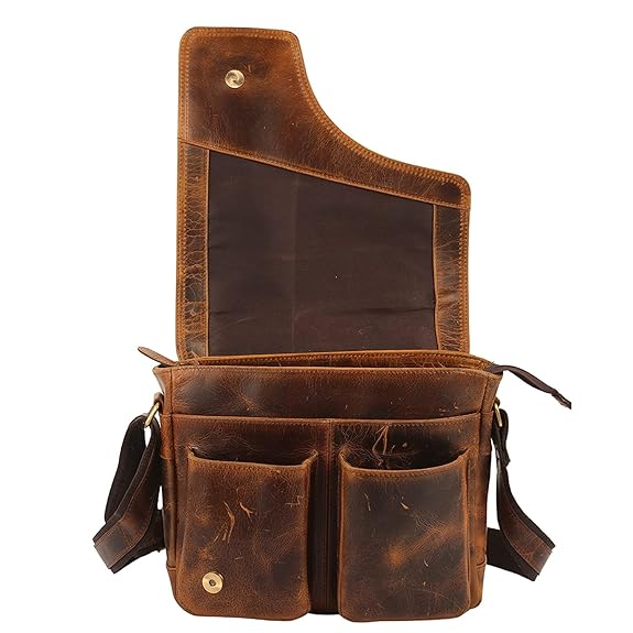 WILD HOOK Genuine Leather Messenger Bag
