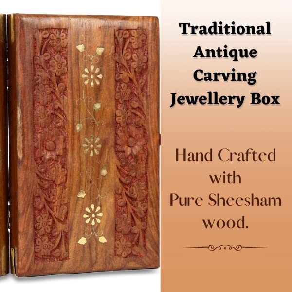 CRAFTARENA Multipurpose Handcrafted Sheesham Wooden Jewellery/Vanity Box