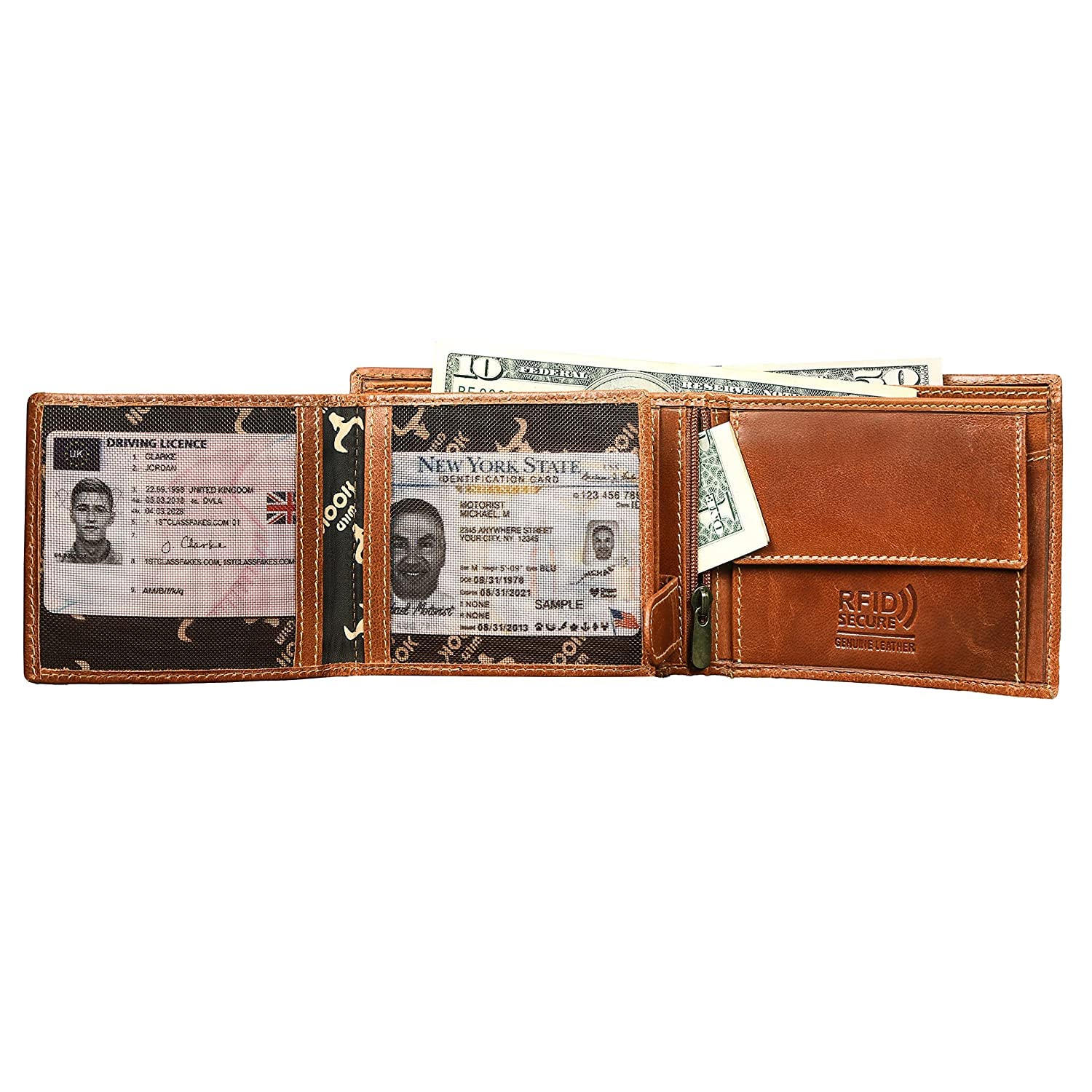 Wild Hook Men's Top Grain Real Genuine Leather Wallet with RFID Protection