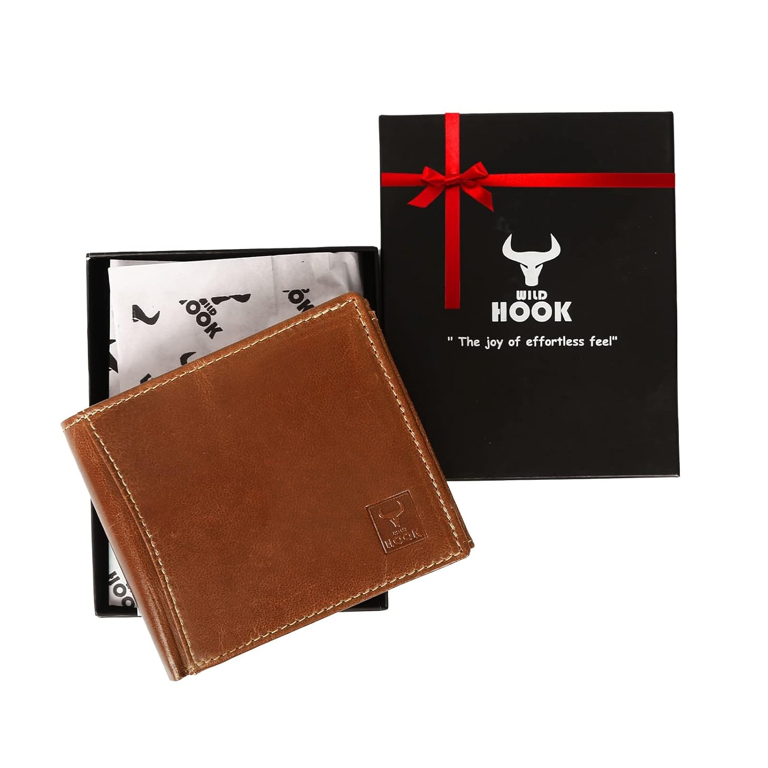 Wild Hook Men's Top Grain Real Genuine Leather Wallet with RFID Protection