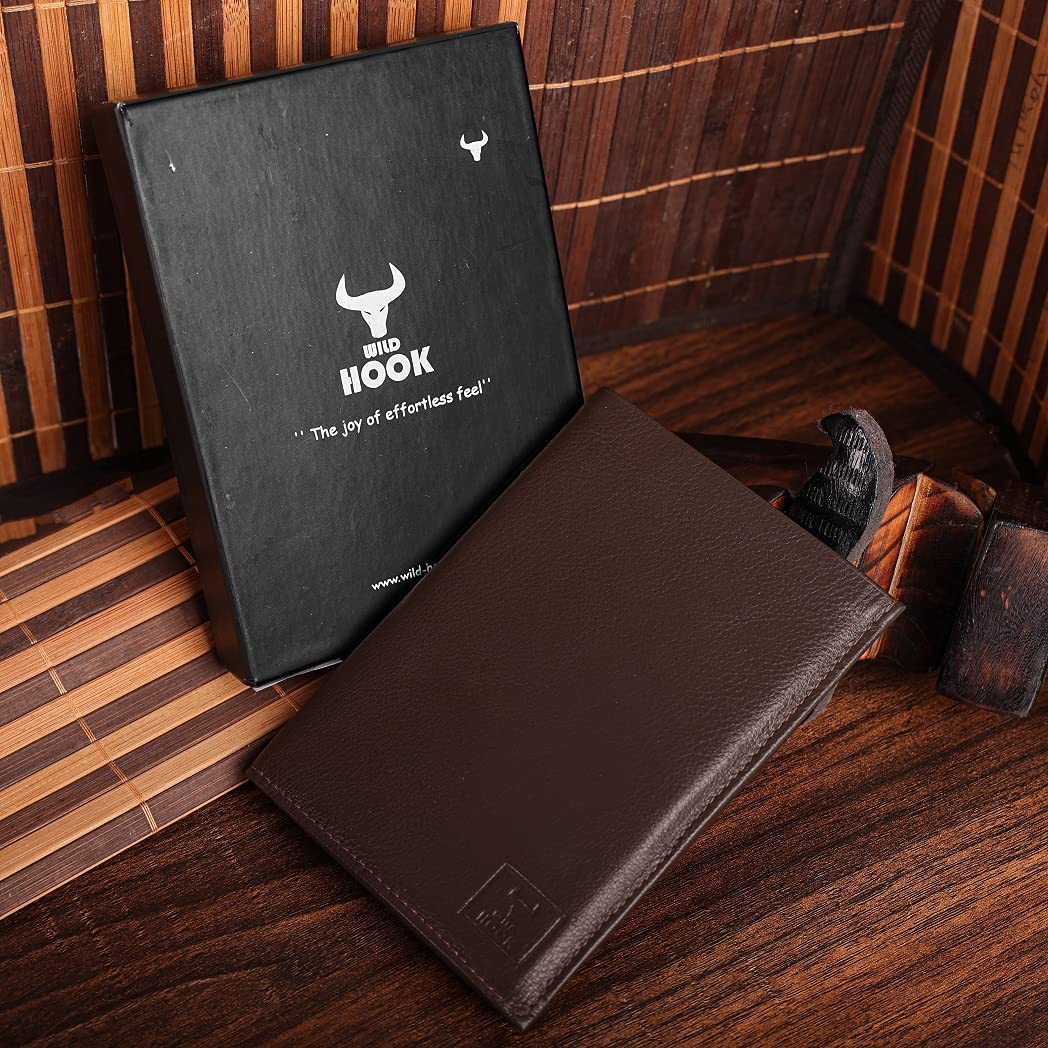 Wild Hook Tri-fold Wallet Black Brown | Slim Leather Wallet