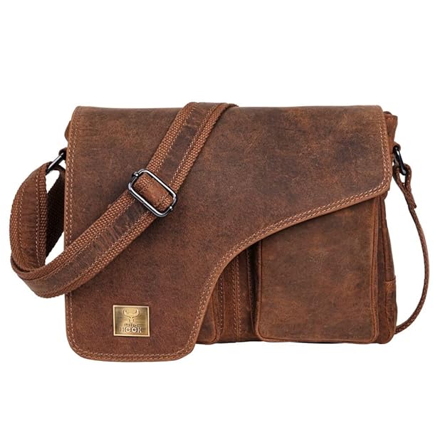 WILD HOOK Genuine Leather Messenger Bag