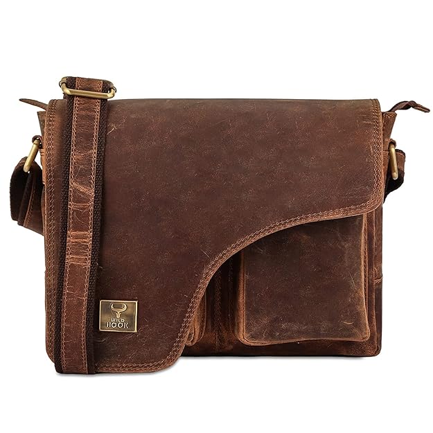 WILD HOOK Genuine Leather Messenger Bag